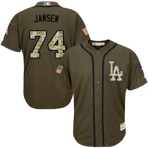 Youth Los Angeles Dodgers #74 Kenley Jansen Green Salute to Service Stitched MLB Jersey