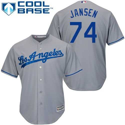Youth Los Angeles Dodgers #74 Kenley Jansen Grey Cool Base Stitched MLB Jersey