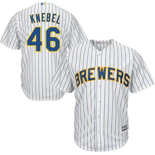 Youth Milwaukee Brewers #46 Corey Knebel White Strip Cool Base Stitched MLB Jersey
