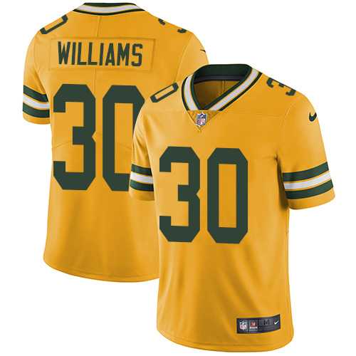 Youth Nike Green Bay Packers #30 Jamaal Williams Yellow Stitched NFL Limited Rush Jersey