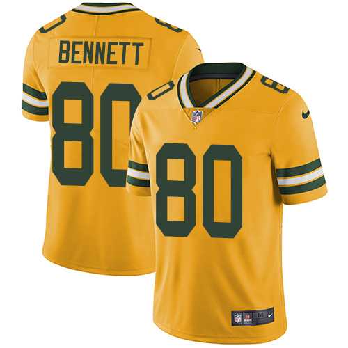 Youth Nike Green Bay Packers #80 Martellus Bennett Yellow Stitched NFL Limited Rush Jersey