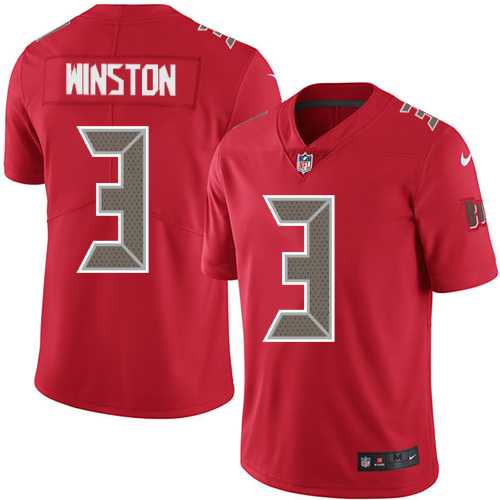 Youth Nike Tampa Bay Buccaneers #3 Jameis Winston Red Stitched NFL Limited Rush Jersey