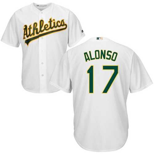 Youth Oakland Athletics #17 Yonder Alonso White Cool Base Stitched MLB Jersey