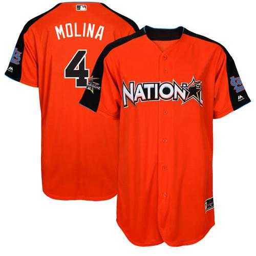 Youth St.Louis Cardinals #4 Yadier Molina Orange 2017 All-Star National League Stitched MLB Jersey