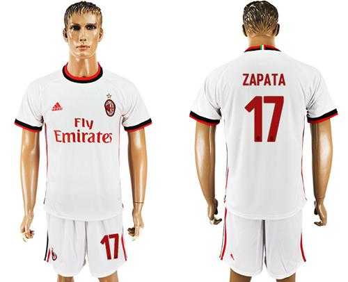 AC Milan #17 Zapata Away Soccer Club Jersey