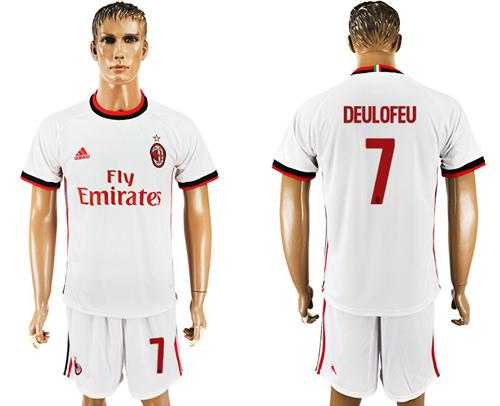 AC Milan #7 Deulofeu Away Soccer Club Jersey