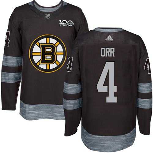 Adidas Boston Bruins #4 Bobby Orr Black 1917-2017 100th Anniversary Stitched NHL
