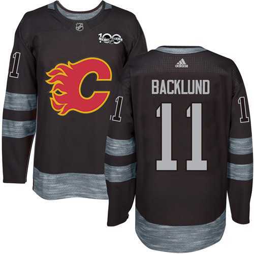 Adidas Calgary Flames #11 Mikael Backlund Black 1917-2017 100th Anniversary Stitched NHL Jersey