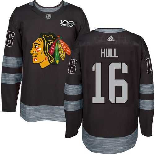 Adidas Chicago Blackhawks #16 Bobby Hull Black 1917-2017 100th Anniversary Stitched NHL