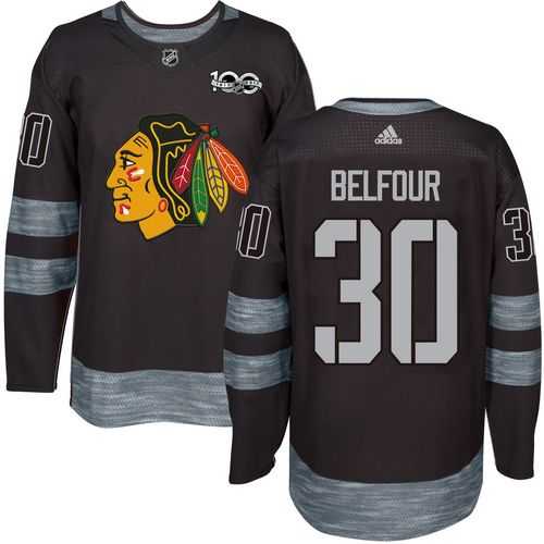 Adidas Chicago Blackhawks #30 ED Belfour Black 1917-2017 100th Anniversary Stitched NHL
