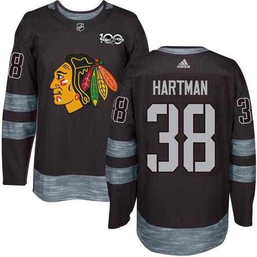 Adidas Chicago Blackhawks #38 Ryan Hartman Black 1917-2017 100th Anniversary Stitched NHL