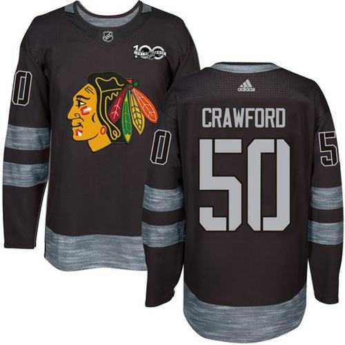 Adidas Chicago Blackhawks #50 Corey Crawford Black 1917-2017 100th Anniversary Stitched NHL