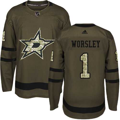 Adidas Dallas Stars #1 Gump Worsley Green Salute to Service Stitched NHL Jersey