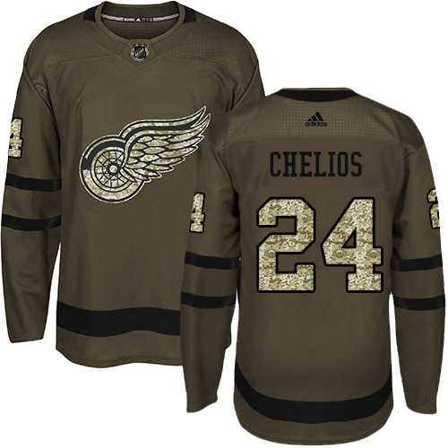 Adidas Detroit Red Wings #24 Chris Chelios Green Salute to Service Stitched NHL