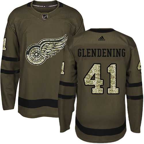 Adidas Detroit Red Wings #41 Luke Glendening Green Salute to Service Stitched NHL