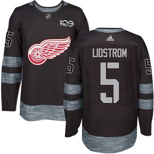 Adidas Detroit Red Wings #5 Nicklas Lidstrom Black 1917-2017 100th Anniversary Stitched NHL