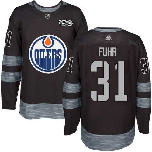 Adidas Edmonton Oilers #31 Grant Fuhr Black 1917-2017 100th Anniversary Stitched NHL