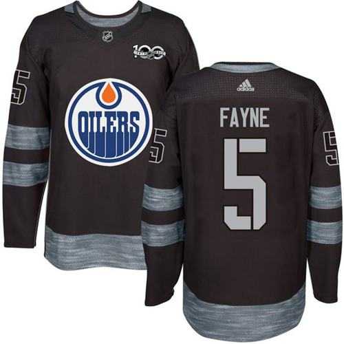 Adidas Edmonton Oilers #5 Mark Fayne Black 1917-2017 100th Anniversary Stitched NHL
