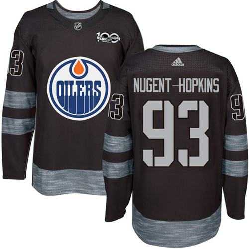 Adidas Edmonton Oilers #93 Ryan Nugent-Hopkins Black 1917-2017 100th Anniversary Stitched NHL