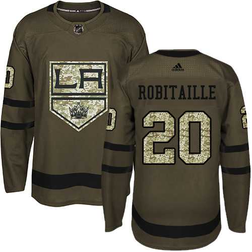 Adidas Los Angeles Kings #20 Luc Robitaille Green Salute to Service Stitched NHL