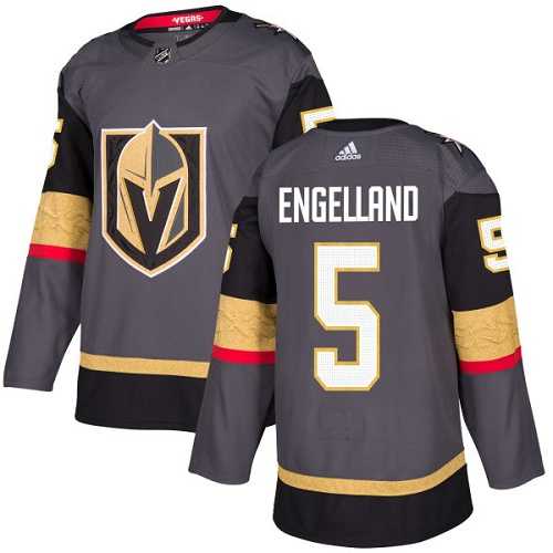 Adidas Men's Adidas Vegas Golden Knights #5 Deryk Engelland Grey Home Authentic Stitched NHL Jersey