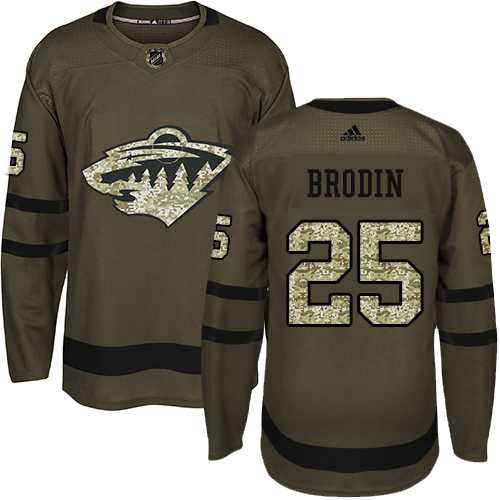 Adidas Minnesota Wild #25 Jonas Brodin Green Salute to Service Stitched NHL Jersey