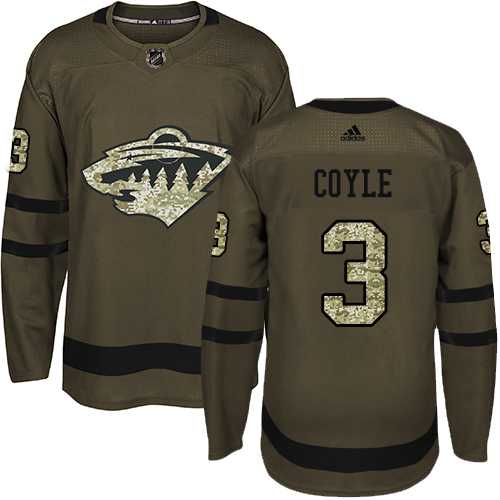 Adidas Minnesota Wild #3 Charlie Coyle Green Salute to Service Stitched NHL Jersey