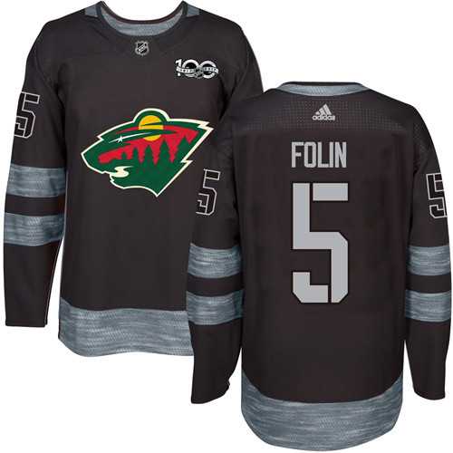 Adidas Minnesota Wild #5 Christian Folin Black 1917-2017 100th Anniversary Stitched NHL
