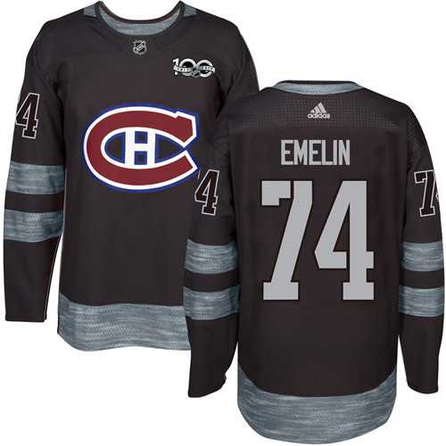Adidas Montreal Canadiens #74 Alexei Emelin Black 1917-2017 100th Anniversary Stitched NHL