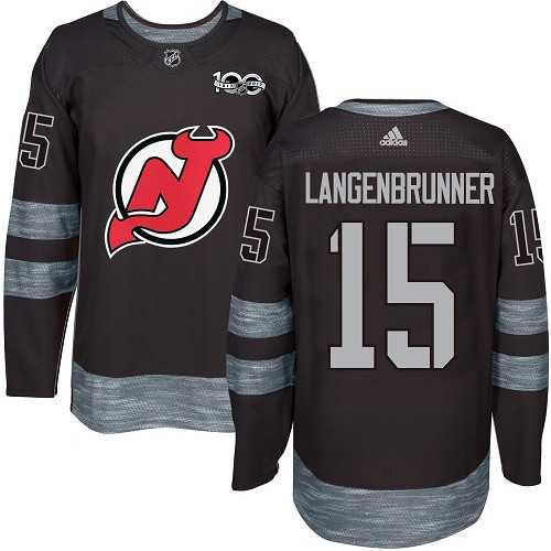 Adidas New Jersey Devils #15 Langenbrunner Black 1917-2017 100th Anniversary Stitched NHL