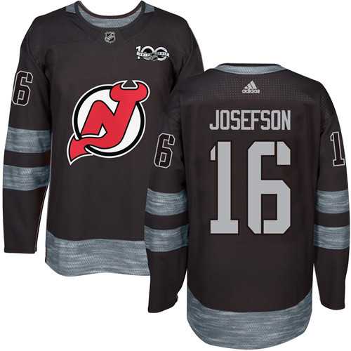 Adidas New Jersey Devils #16 Jacob Josefson Black 1917-2017 100th Anniversary Stitched NHL