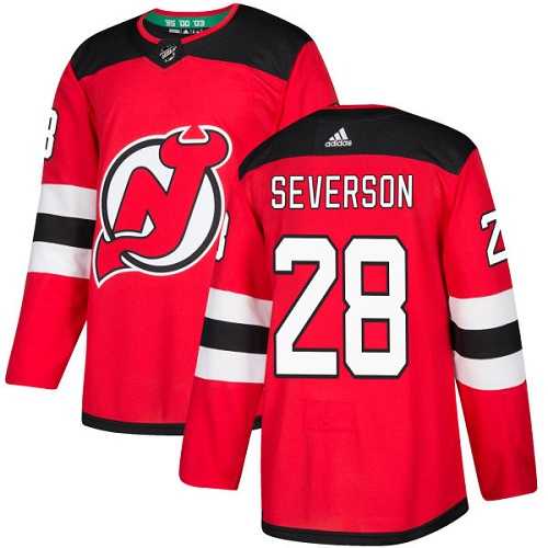Adidas New Jersey Devils #28 Damon Severson Red Home Authentic Stitched NHL