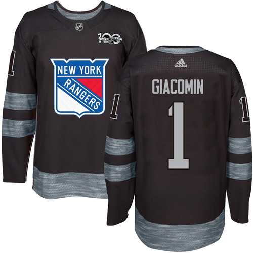 Adidas New York Rangers #1 Eddie Giacomin Black 1917-2017 100th Anniversary Stitched NHL