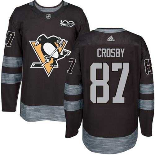 Adidas Pittsburgh Penguins #87 Sidney Crosby Black 1917-2017 100th Anniversary Stitched NHL