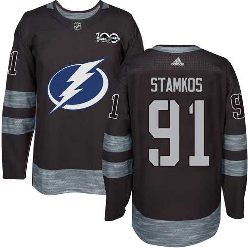 Adidas Tampa Bay Lightning #91 Steven Stamkos Black 1917-2017 100th Anniversary Stitched NHL