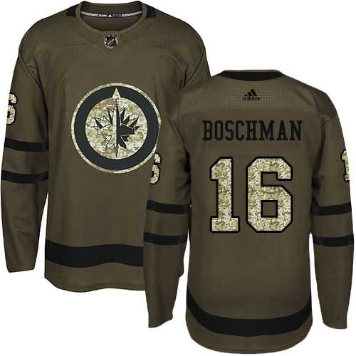 Adidas Winnipeg Jets #16 Laurie Boschman Green Salute to Service Stitched NHL