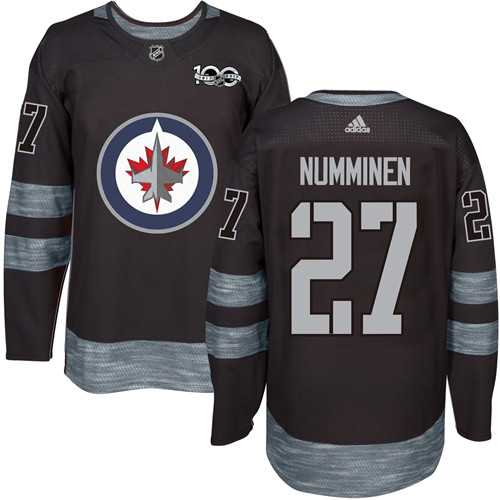 Adidas Winnipeg Jets #27 Teppo Numminen Black 1917-2017 100th Anniversary Stitched NHL