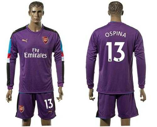 Arsenal #13 Ospina Purple Goalkeeper Long Sleeves Soccer Club Jersey