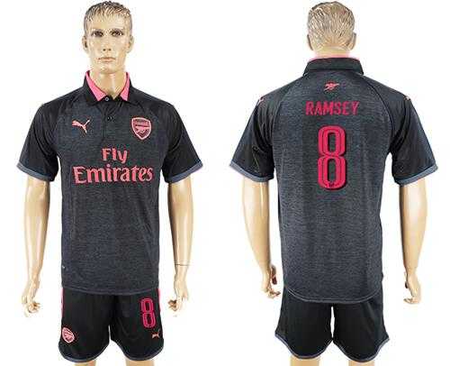 Arsenal #8 Ramsey Black Red Soccer Club Jersey