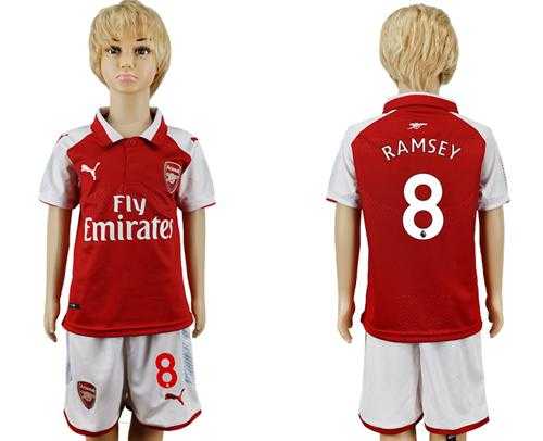 Arsenal #8 Ramsey Home Kid Soccer Club Jersey