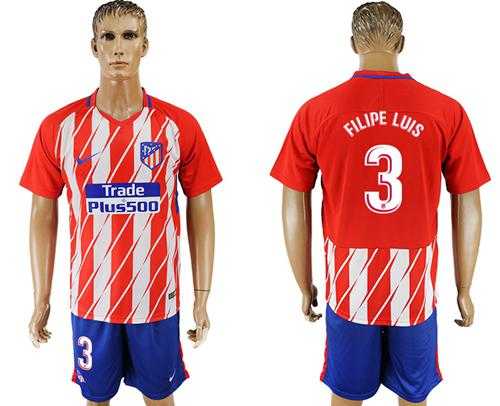 Atletico Madrid #3 Filipe Luis Home Soccer Club Jersey