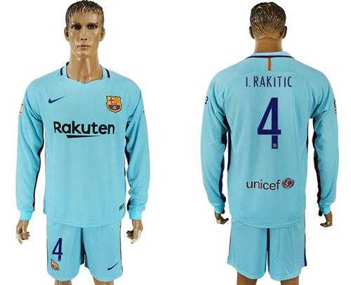 Barcelona #4 I.Rakitic Away Long Sleeves Soccer Club Jersey