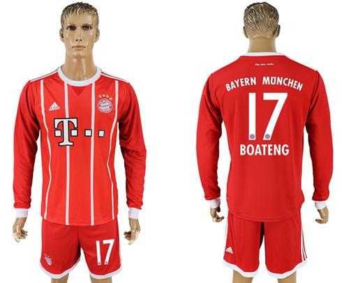 Bayern Munchen #17 Boateng Home Long Sleeves Soccer Club Jersey