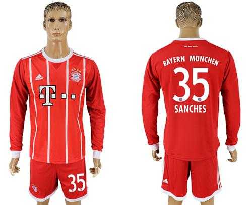 Bayern Munchen #35 Sanches Home Long Sleeves Soccer Club Jersey