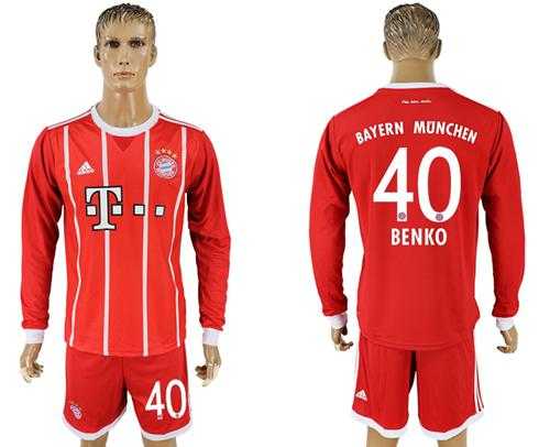 Bayern Munchen #40 Benko Home Long Sleeves Soccer Club Jersey