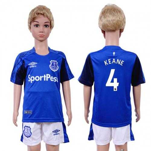 Everton #4 Keane Home Kid Soccer Club Jersey