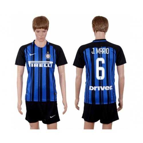Inter Milan #6 J.Mario Home Soccer Club Jersey