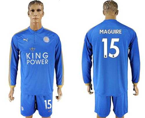Leicester City #15 Maguire Home Long Sleeves Soccer Country Jersey