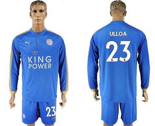 Leicester City #23 Ulloa Home Long Sleeves Soccer Country Jersey