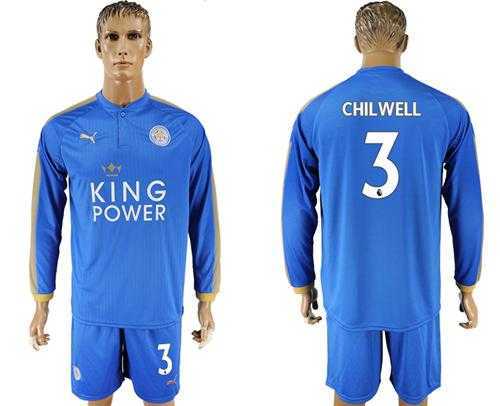 Leicester City #3 Chilwell Home Long Sleeves Soccer Club Jersey